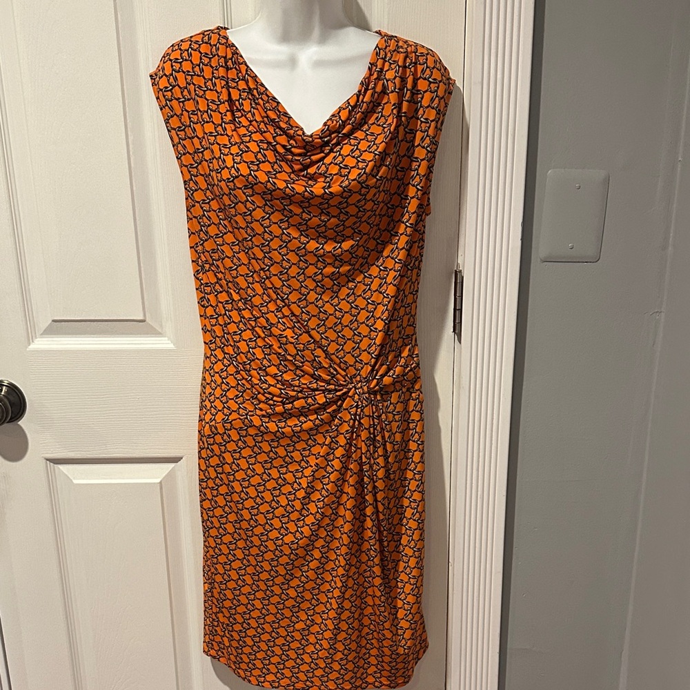 MICHAEL Michael Kors Orange Geometric Midi Dress
